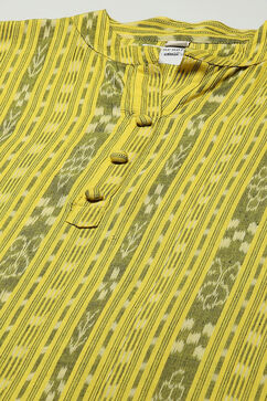 Yellow Cotton Unstitched Suit set image number 2