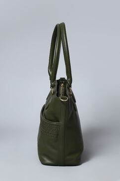 Olive Pu Leather Tote Bag image number 2
