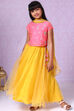 Pink And Yellow Poly Modal Lehenga Set image number 0