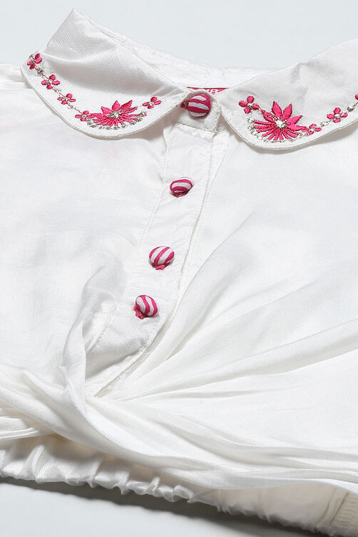 White Shirt Style Top Teamed With Pink Printed Lehenga  image number 1