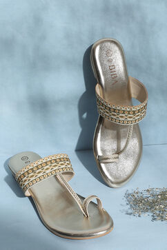 Gold Pu Ring Toe Sandals image number 0