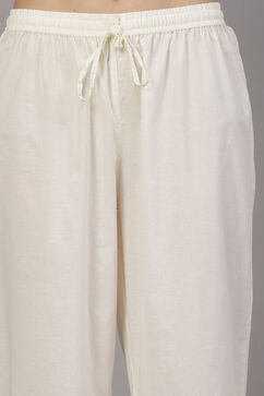 Off-White Cotton Printed Kurta & Palazzo Suit Set image number 2