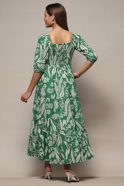 Green Cotton Tiered Dress image number 4