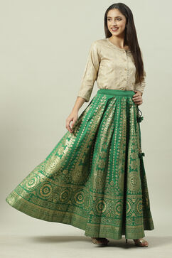 Green Art Silk Skirt image number 5