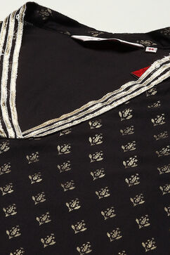 Black Rayon Straight Kurta Pant Suit Set image number 1