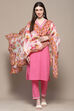 Pink Cotton Straight Kurta & Pants Suit Set image number 0