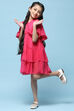 Pink Chiffon Dobby Tiered Dress image number 0