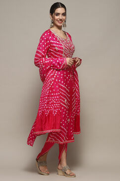 Pink Silk Blend Unstitched Suit set image number 7