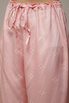 Pink Printed Rayon Kurta & Palazzo Suit Set image number 2