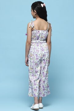 Lavender Printed Cotton Strappy Jumpsuit image number 3