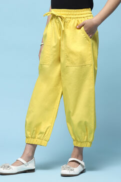 Yellow Cotton Twill Jogger Pants image number 2