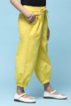 Yellow Cotton Twill Jogger Pants image number 3
