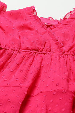 Pink Chiffon Dobby Tiered Dress image number 1
