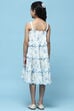 White Floral Strappy Tiered Dress With Scalloped Frill image number 3