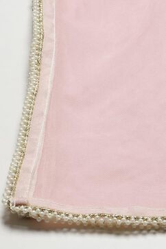 Pink Cotton Blend Flared Kurta Churidar Suit Set image number 4