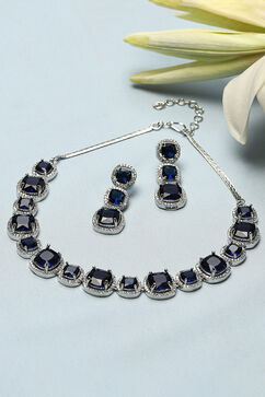 Navy Blue Brass Necklace Set image number 0
