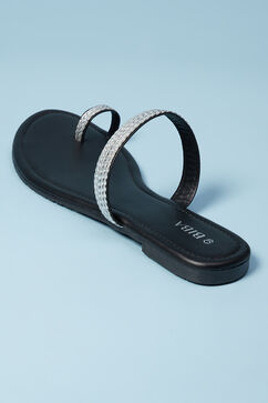 Black Pu Ring Toe Sandals image number 4
