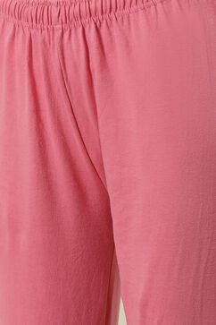 Pink Embroidered Cotton Anarkali Kurta Churidar Suit Set image number 2