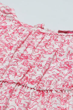 Pink Printed Rayon Slub Jumpsuit With Flutter Sleeves image number 1