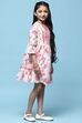 Pink Floral Printed Cotton Dress With Embroidered Yoke image number 4