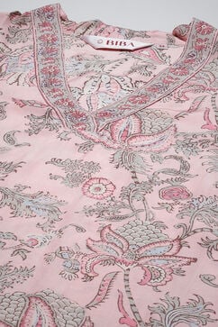 Pink Printed Rayon Kurta & Palazzo Suit Set image number 1