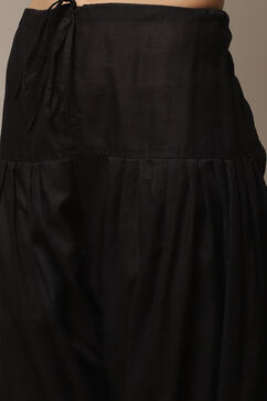 Black Flex Machine Embroidered Unstitched Suit Set image number 6