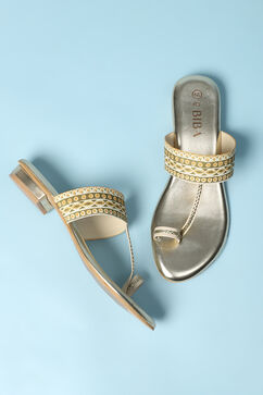 Gold Pu Ring Toe Sandals image number 2