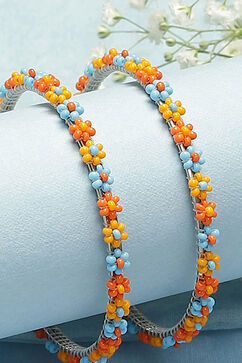 Blue & Orange Metal & Beads Kids Bangles image number 1