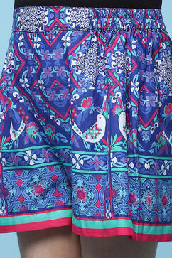 Blue Mosaic Printed Cotton Shorts image number 1