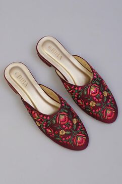 Magenta Embroidered Mules image number 6