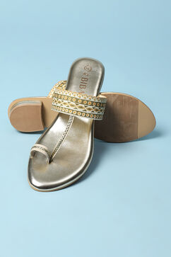 Gold Pu Ring Toe Sandals image number 3