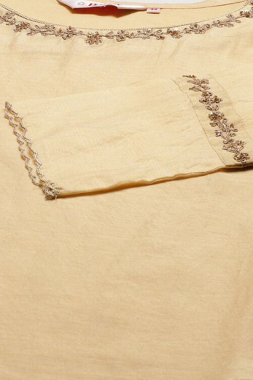 Beige Straight Art Silk Short Yarndyed Kurti image number 1
