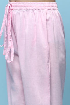 Pink Schiffli Cotton Flared Kurta With Palazzo & Net Dupatta image number 2