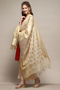 Gold Polyester Yarn dyed Dupatta image number 3
