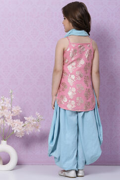 Pink Viscose Straight Kurta Dhoti Pant Suit Set image number 4