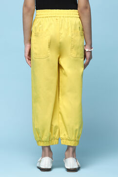 Yellow Cotton Twill Jogger Pants image number 4