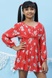 Red Flared Rayon Printed Dress image number 0