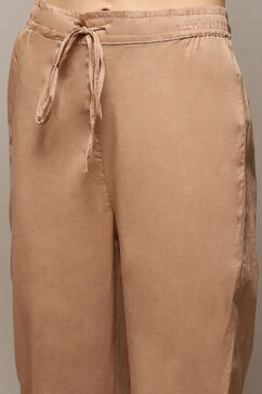 Beige Poly Cotton Layered Kurta Salwar Suit Set image number 2
