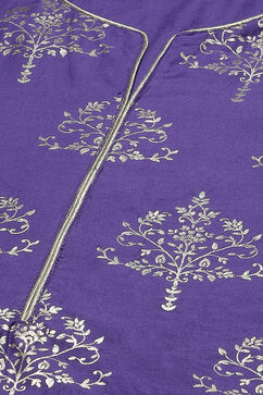 Purple Cotton Straight Kurta Regular Pant Suit Set image number 1