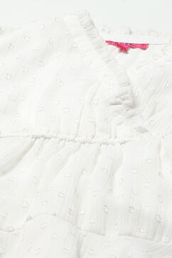 White Chiffon Dobby Tiered Dress image number 1