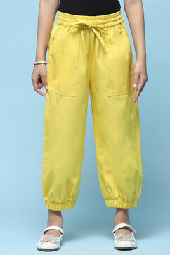 Yellow Cotton Twill Jogger Pants image number 5