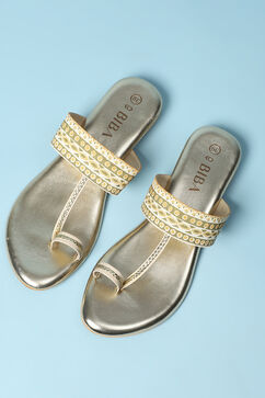Gold Pu Ring Toe Sandals image number 5