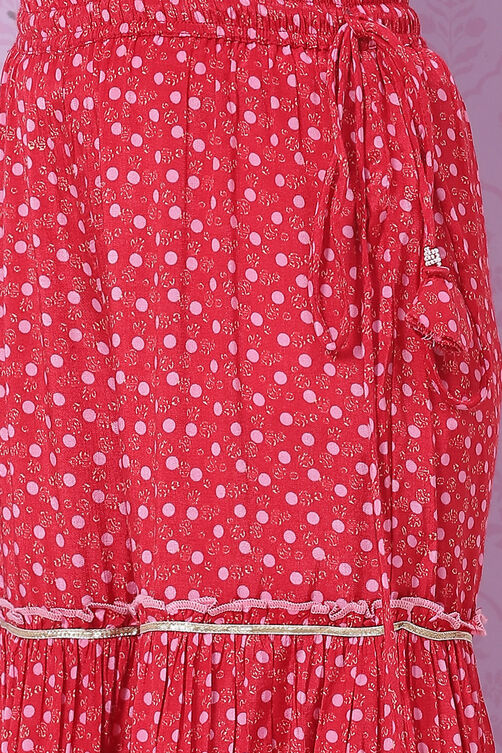 Berry Red Art Silk Straight Kurta Sharara Suit Set image number 5