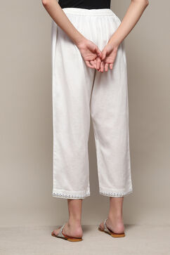 White LIVA Solid Pants image number 4