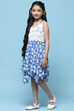 Blue & White Cotton Printed Handkerchief Fem Dress image number 2