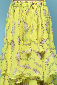 Lime Yellow Lehenga with Strappy Blouse & Cascade Dupatta image number 2