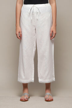 White LIVA Solid Pants image number 5