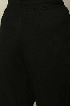 Black Cotton Straight Kurta Pants Suit Set image number 2