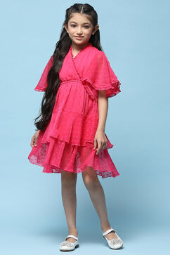 Pink Chiffon Dobby Tiered Dress image number 5