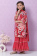 Berry Red Art Silk Straight Kurta Sharara Suit Set image number 3